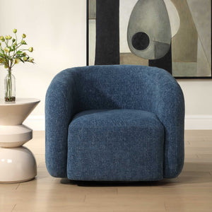 Uttermost Junie Blue Swivel Barrel Chair - Chic Design With Dramatic Back And Luxurious Chenille Upholstery Blue Fabric,Foam,Plywood 23918