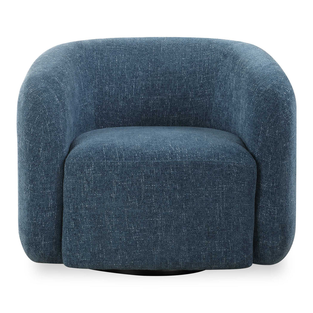 Uttermost Junie Blue Swivel Barrel Chair - Chic Design With Dramatic Back And Luxurious Chenille Upholstery Blue Fabric,Foam,Plywood 23918