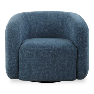 Uttermost Junie Blue Swivel Barrel Chair - Chic Design With Dramatic Back And Luxurious Chenille Upholstery Blue Fabric,Foam,Plywood 23918