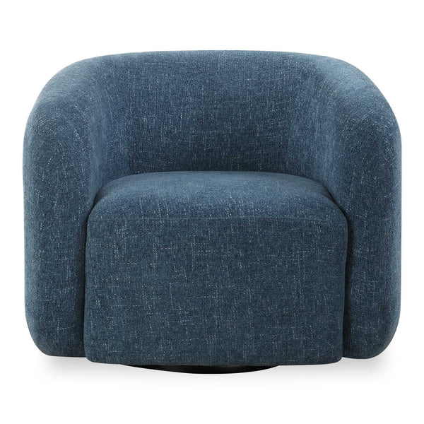 Uttermost Junie Blue Swivel Barrel Chair - Chic Design With Dramatic Back And Luxurious Chenille Upholstery Blue Fabric,Foam,Plywood 23918