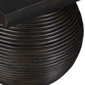 Uttermost Kasson Sphere Leg Coffee Table - Distressed Black Mango Wood & Oversized Rattan Design Black Mdf Mango Veneer And Javamix Wood 50148