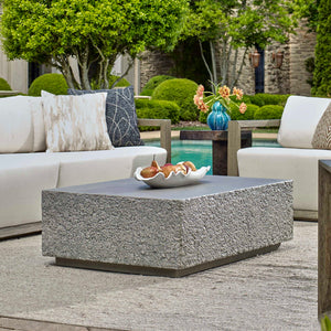 Uttermost Hesston Outdoor Coffee Table - Durable Glass Reinforced Concrete With Textured Rock Sides Brown,Gray Glass Fiber Reinforced Concrete 50139