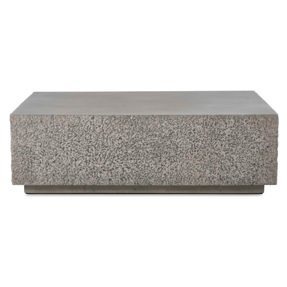 Uttermost Hesston Outdoor Coffee Table - Durable Glass Reinforced Concrete With Textured Rock Sides Brown,Gray Glass Fiber Reinforced Concrete 50139