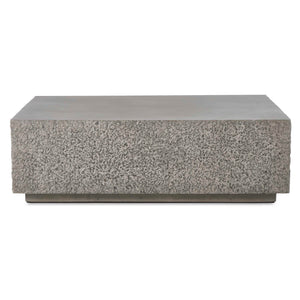Uttermost Hesston Outdoor Coffee Table - Durable Glass Reinforced Concrete With Textured Rock Sides Brown,Gray Glass Fiber Reinforced Concrete 50139