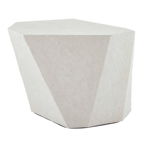 Uttermost Parra Limestone Outdoor Side Table - Asymmetrical Design For Indoor And Outdoor Elegance White Glass Fiber Reinforced Concrete 50142