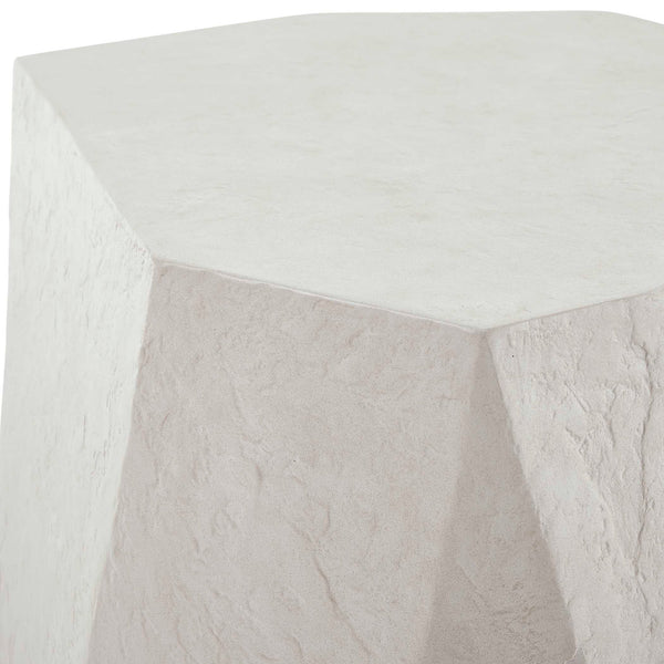 Uttermost Parra Limestone Outdoor Side Table - Asymmetrical Design For Indoor And Outdoor Elegance White Glass Fiber Reinforced Concrete 50142