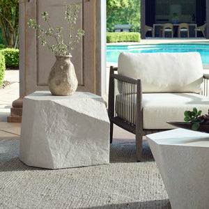 Uttermost Parra Limestone Outdoor Side Table - Asymmetrical Design For Indoor And Outdoor Elegance White Glass Fiber Reinforced Concrete 50142