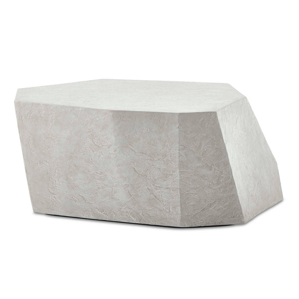 Uttermost Parra Limestone Outdoor Side Table - Asymmetrical Design For Indoor And Outdoor Elegance White Glass Fiber Reinforced Concrete 50143