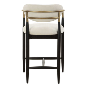 Uttermost Moxie White Counter Stool - Chic Velvet Seat, Matte Black Frame & Brass Accents For Elegance Black Rubber Wood,Fabric,Foam,Iron,Plywood 23928