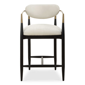 Uttermost Moxie White Counter Stool - Chic Velvet Seat, Matte Black Frame & Brass Accents For Elegance Black Rubber Wood,Fabric,Foam,Iron,Plywood 23928
