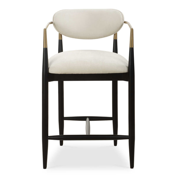 Uttermost Moxie White Counter Stool - Chic Velvet Seat, Matte Black Frame & Brass Accents For Elegance Black Rubber Wood,Fabric,Foam,Iron,Plywood 23928