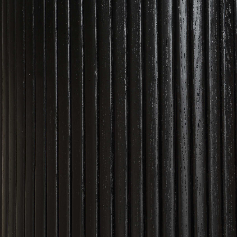 Uttermost Uttermost Hersch Solid Oak Round Dining Table In Rich Black Finish With Fluted Pedestal Base, Durable Packaging 50147