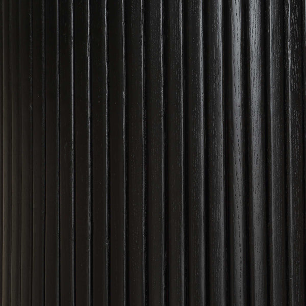 Uttermost Uttermost Hersch Solid Oak Round Dining Table In Rich Black Finish With Fluted Pedestal Base, Durable Packaging 50147