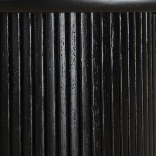 Uttermost Uttermost Hersch Solid Oak Round Dining Table In Rich Black Finish With Fluted Pedestal Base, Durable Packaging 50147