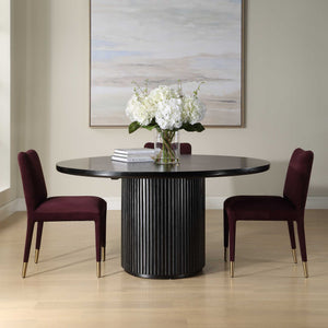 Uttermost Uttermost Hersch Solid Oak Round Dining Table In Rich Black Finish With Fluted Pedestal Base, Durable Packaging 50147
