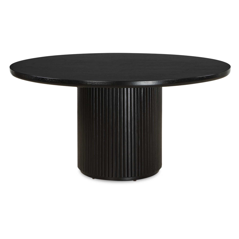 Uttermost Uttermost Hersch Solid Oak Round Dining Table In Rich Black Finish With Fluted Pedestal Base, Durable Packaging 50147