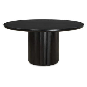 Uttermost Uttermost Hersch Solid Oak Round Dining Table In Rich Black Finish With Fluted Pedestal Base, Durable Packaging 50147