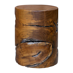Uttermost Rafe Teakwood Accent Stool - Unique Spalting & Antique Silver Finish For Timeless Charm Silver,Woodtone Teak Wood 50157