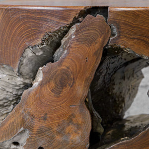 Uttermost Rafe Teakwood Accent Stool - Unique Spalting & Antique Silver Finish For Timeless Charm Silver,Woodtone Teak Wood 50157