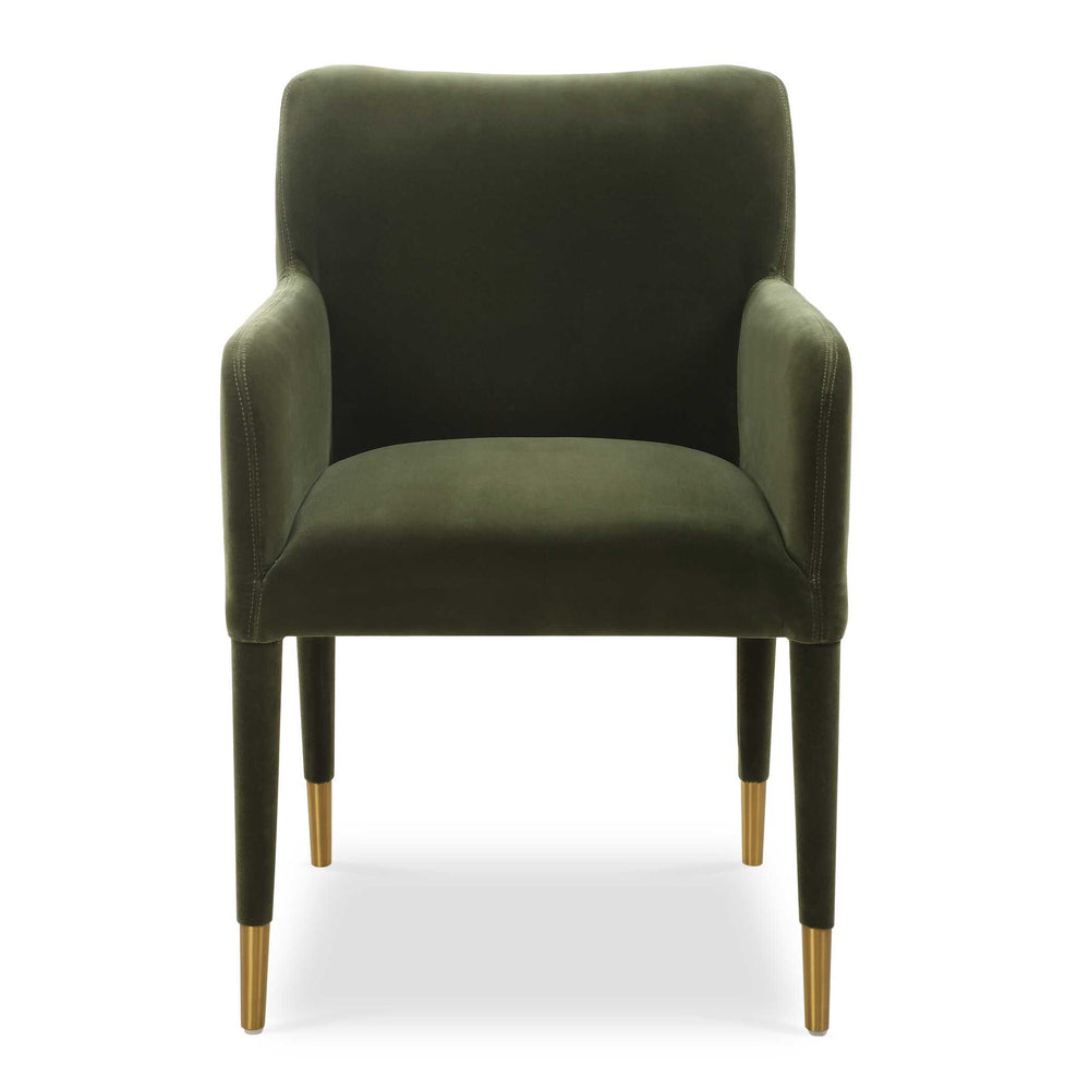 Uttermost Conifer Moss Dining Arm Chair - Stylish Velvet Comfort With Brushed Brass Accents For Modern Elegance Green Fabric,Foam,Plywood,Steel 23941
