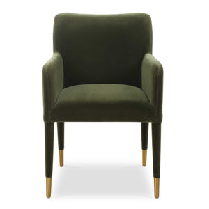 Uttermost Conifer Moss Dining Arm Chair - Stylish Velvet Comfort With Brushed Brass Accents For Modern Elegance Green Fabric,Foam,Plywood,Steel 23941