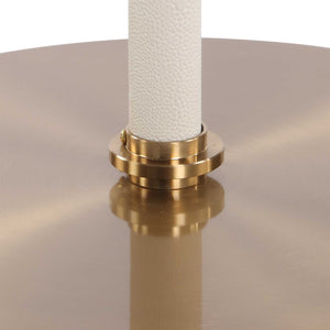 Uttermost Cyprus Brass Accent Table - Luxe White Faux Shagreen & Brass Steel Design For Modern Elegance Brass,White Steel,Shagreen 50181