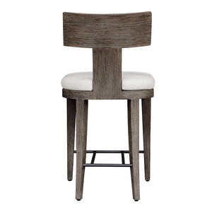 Uttermost Cellini Outdoor Counter Stool - Elegant Weathered Gray Mahogany Frame With Plush Cushion Brown Mahogani Wood With Fabric And Metal 23939