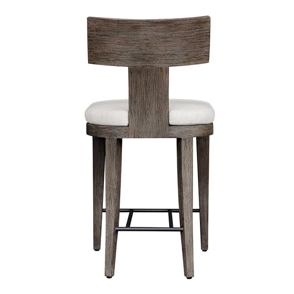 Uttermost Cellini Outdoor Counter Stool - Elegant Weathered Gray Mahogany Frame With Plush Cushion Brown Mahogani Wood With Fabric And Metal 23939