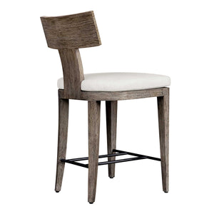Uttermost Cellini Outdoor Counter Stool - Elegant Weathered Gray Mahogany Frame With Plush Cushion Brown Mahogani Wood With Fabric And Metal 23939