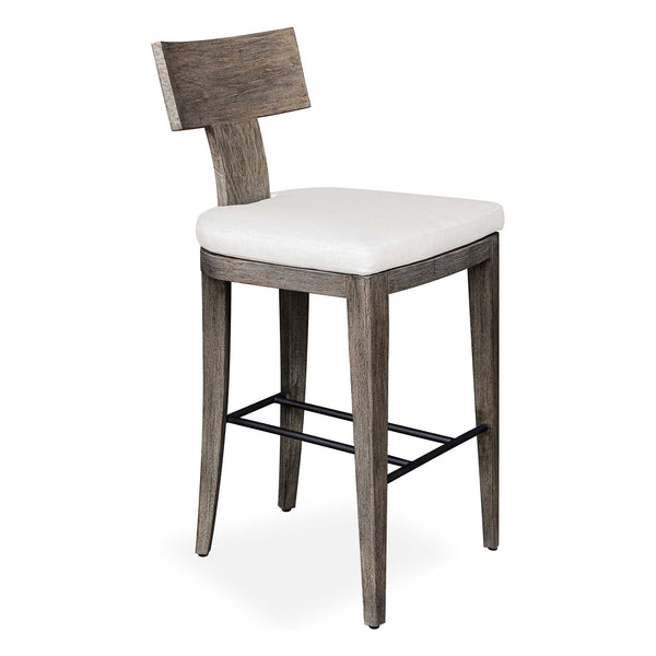 Uttermost Cellini Outdoor Counter Stool - Elegant Weathered Gray Mahogany Frame With Plush Cushion Brown Mahogani Wood With Fabric And Metal 23940