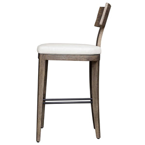 Uttermost Cellini Outdoor Counter Stool - Elegant Weathered Gray Mahogany Frame With Plush Cushion Brown Mahogani Wood With Fabric And Metal 23940