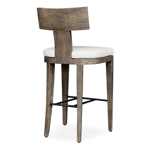 Uttermost Cellini Outdoor Counter Stool - Elegant Weathered Gray Mahogany Frame With Plush Cushion Brown Mahogani Wood With Fabric And Metal 23940