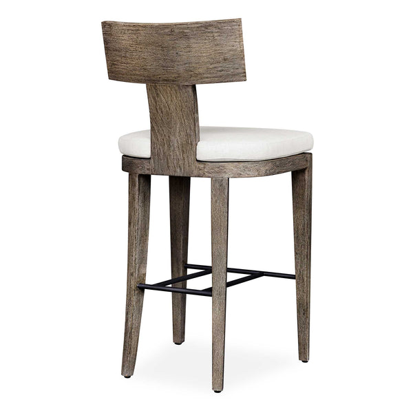 Uttermost Cellini Outdoor Counter Stool - Elegant Weathered Gray Mahogany Frame With Plush Cushion Brown Mahogani Wood With Fabric And Metal 23940