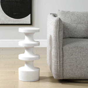 Uttermost Balian Contemporary Stone Composite Drink Table For Indoor & Outdoor Living Spaces White Polyresin 50173