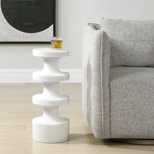 Uttermost Balian Contemporary Stone Composite Drink Table For Indoor & Outdoor Living Spaces White Polyresin 50173