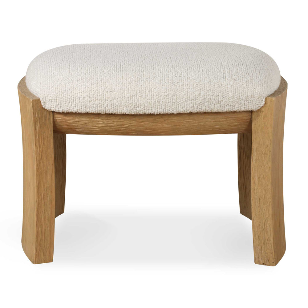 Uttermost Port Natural Small Bench - Modern Scandinavian Accent With Textured Upholstered Seat White,Woodtone Rubber Wood,Plywood,Fabric,Foam,Hardware 23920