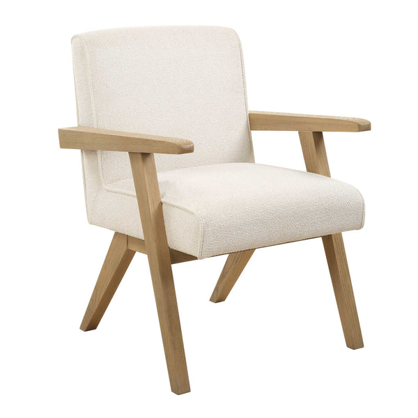 Uttermost Blakely Dining Arm Chair - Scandinavian Design With Snowy Upholstery & Oak Frame Elegance Brown,White Oak Solid,Plywood,Foam,Fiber,Fabric,Hardware 23916