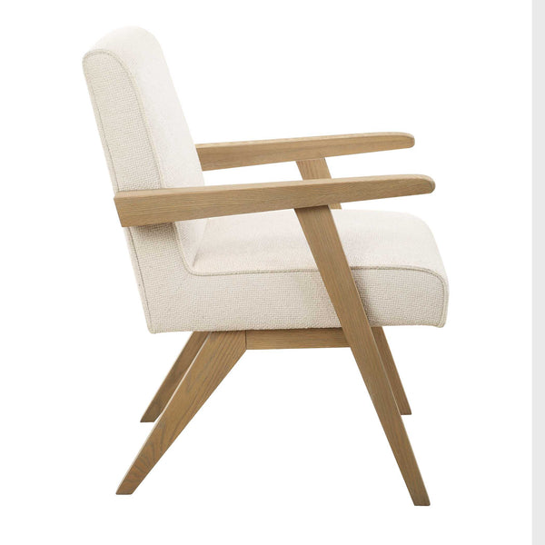 Uttermost Blakely Dining Arm Chair - Scandinavian Design With Snowy Upholstery & Oak Frame Elegance Brown,White Oak Solid,Plywood,Foam,Fiber,Fabric,Hardware 23916