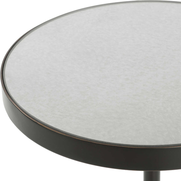 Uttermost Odesa Marble Accent Table - Unique Coffee-toned Design With Mirrored Top And Bronze Stem Bronze,Brown Marble,Metal,Mirror,Mdf 50169
