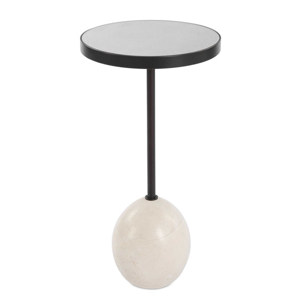 Uttermost Odesa Marble Accent Table - Unique Coffee-toned Design With Mirrored Top And Bronze Stem Bronze,Brown Marble,Metal,Mirror,Mdf 50169
