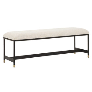 Uttermost Halston Upholstered Bench - Chic Off-white Seat With Matte Black Frame & Brass Accents Black,White Iron,Mdf,Foam,Fabric 23925