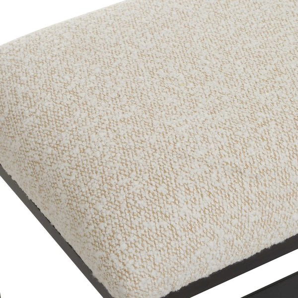 Uttermost Halston Upholstered Bench - Chic Off-white Seat With Matte Black Frame & Brass Accents Black,White Iron,Mdf,Foam,Fabric 23925