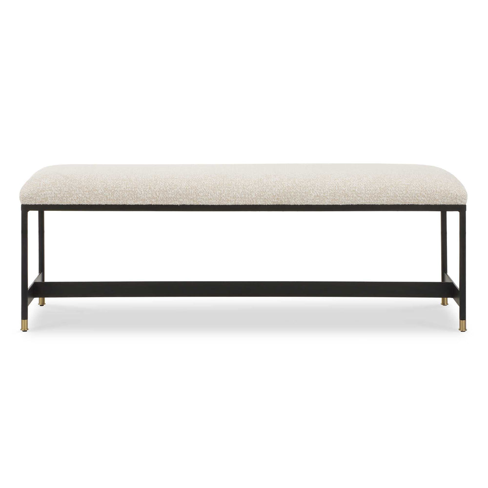 Uttermost Halston Upholstered Bench - Chic Off-white Seat With Matte Black Frame & Brass Accents Black,White Iron,Mdf,Foam,Fabric 23925