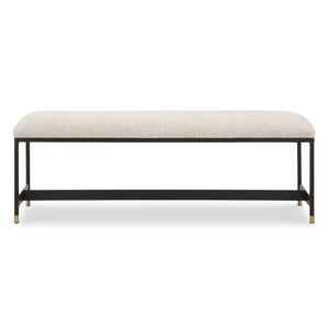 Uttermost Halston Upholstered Bench - Chic Off-white Seat With Matte Black Frame & Brass Accents Black,White Iron,Mdf,Foam,Fabric 23925