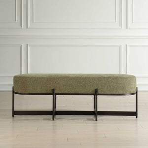 Uttermost Merino Moss Fabric Bench With Angular Bronze Iron Frame For Stylish Home Seating Decor Bronze,Green Metal,Plywood,Foam,Fabric 23924
