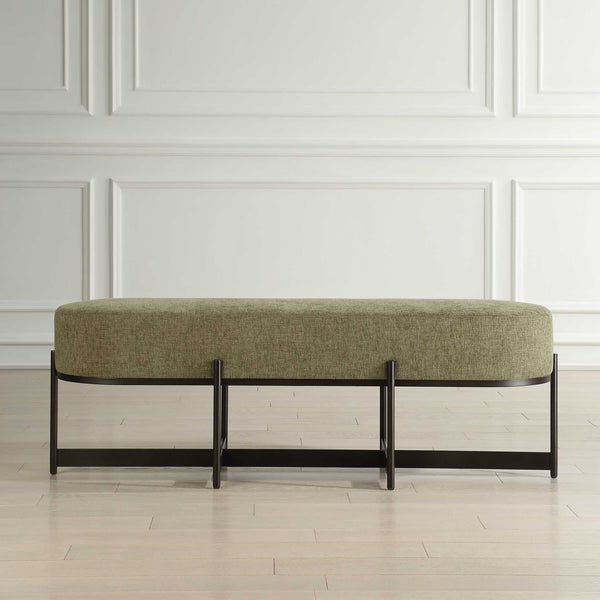 Uttermost Merino Moss Fabric Bench With Angular Bronze Iron Frame For Stylish Home Seating Decor Bronze,Green Metal,Plywood,Foam,Fabric 23924