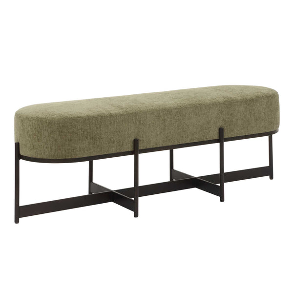 Uttermost Merino Moss Fabric Bench With Angular Bronze Iron Frame For Stylish Home Seating Decor Bronze,Green Metal,Plywood,Foam,Fabric 23924