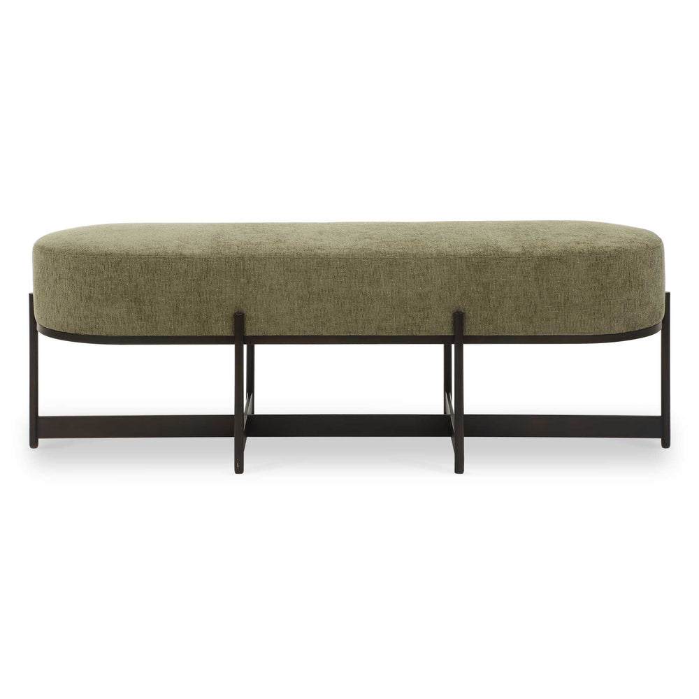 Uttermost Merino Moss Fabric Bench With Angular Bronze Iron Frame For Stylish Home Seating Decor Bronze,Green Metal,Plywood,Foam,Fabric 23924