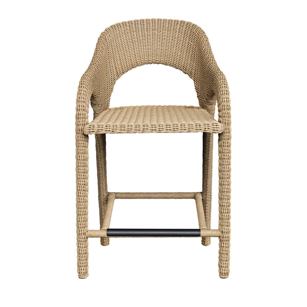 Uttermost Kavali Outdoor Wicker Counter Stool - Stylish Curved Frame With Plush, Weather-resistant Cushion Woodtone Aluminium And Wicker 23933
