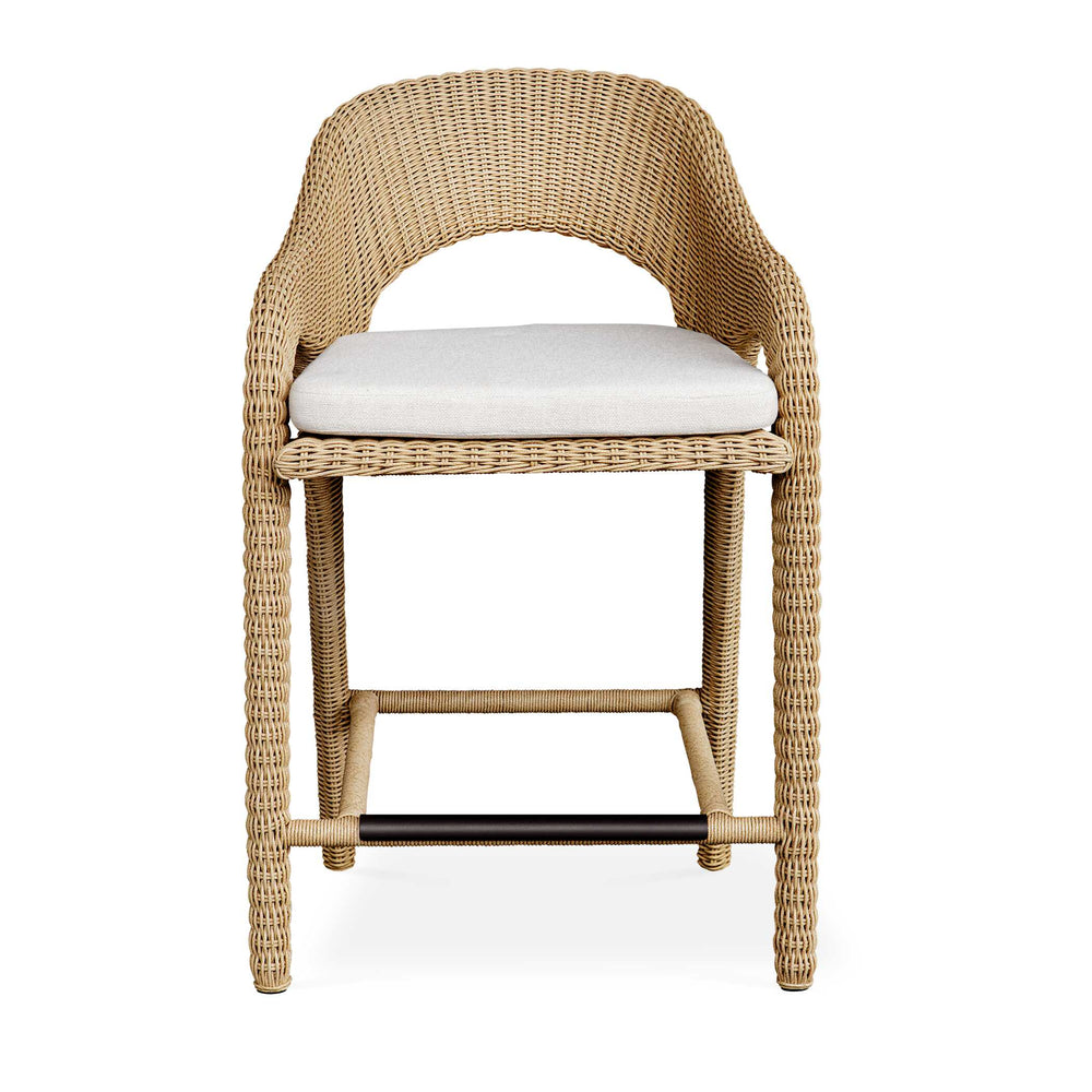 Uttermost Kavali Outdoor Wicker Counter Stool - Stylish Curved Frame With Plush, Weather-resistant Cushion Woodtone Aluminium And Wicker 23933